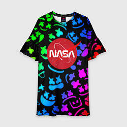 Платье клеш для девочки Marshmello x NASA gradient, цвет: 3D-принт
