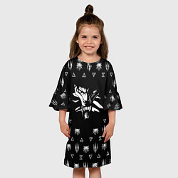 Платье клеш для девочки Ведьмак логотипы, цвет: 3D-принт — фото 2