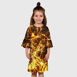 Платье клеш для девочки Текстура золотые нити, цвет: 3D-принт — фото 2