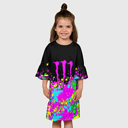Платье клеш для девочки Monster energy краски неоновые, цвет: 3D-принт — фото 2