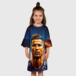 Платье клеш для девочки Криштиану Роналду в космосе, цвет: 3D-принт — фото 2