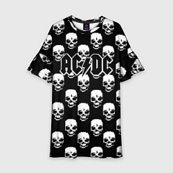 Платье клеш для девочки AC DC rock skull, цвет: 3D-принт
