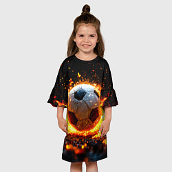 Платье клеш для девочки Футбольный мяч в огне, цвет: 3D-принт — фото 2