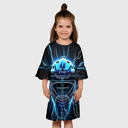 Платье клеш для девочки Маска голкипера в молниях, цвет: 3D-принт — фото 2