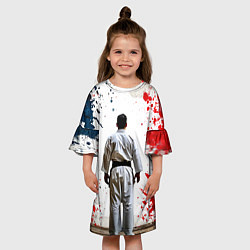 Платье клеш для девочки Борец айкидо на белом, цвет: 3D-принт — фото 2