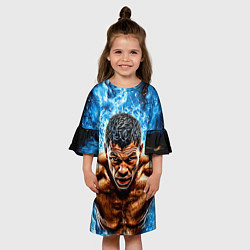 Платье клеш для девочки Артуро Гатти в синем пламени, цвет: 3D-принт — фото 2