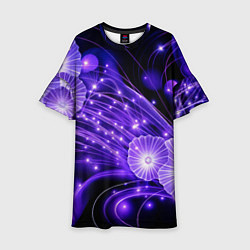 Детское платье Силуэты цветов на темном фоне - фиолетовое свечени