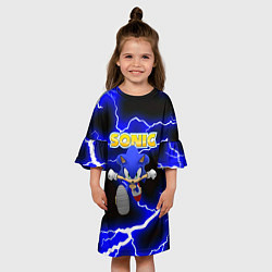 Платье клеш для девочки Sonic storm electro, цвет: 3D-принт — фото 2