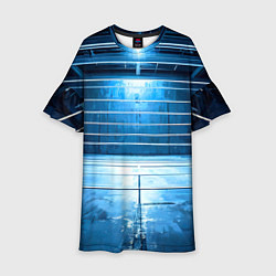 Платье клеш для девочки Синий ринг, цвет: 3D-принт