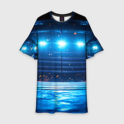 Платье клеш для девочки Синий ринг в огне, цвет: 3D-принт