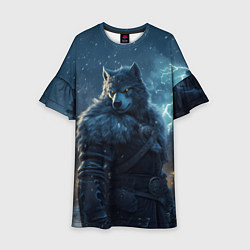 Платье клеш для девочки Волк в доспехах, цвет: 3D-принт