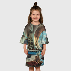 Платье клеш для девочки Современная пещера, цвет: 3D-принт — фото 2