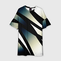 Детское платье Чёрно-белый с синим затемнением полосы