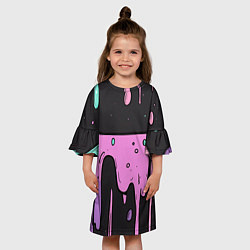 Платье клеш для девочки Стекающая краска текстура, цвет: 3D-принт — фото 2