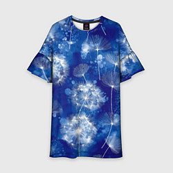 Платье клеш для девочки Летающие одуванчики - акварельный фон, цвет: 3D-принт