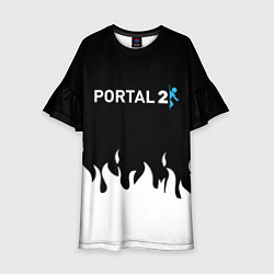 Платье клеш для девочки Portal белый огонь, цвет: 3D-принт