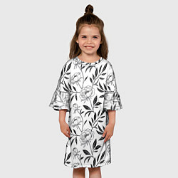 Платье клеш для девочки Пионы графика, цвет: 3D-принт — фото 2
