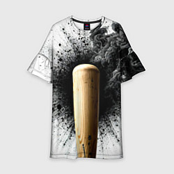 Платье клеш для девочки Бейсбольная бита черный дым, цвет: 3D-принт