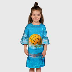 Платье клеш для девочки Мяч ватерполо в басейне, цвет: 3D-принт — фото 2