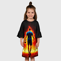 Платье клеш для девочки Гандболист в огне, цвет: 3D-принт — фото 2