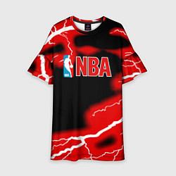 Платье клеш для девочки NBA шторм, цвет: 3D-принт