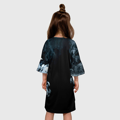 Детское платье Бейсбольная бита на черном в дыму / 3D-принт – фото 4