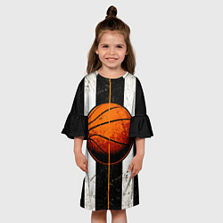 Платье клеш для девочки Мяч баскетбольный, цвет: 3D-принт — фото 2