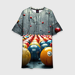 Детское платье Бильярдные шары на сером