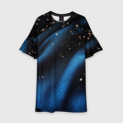 Детское платье Синяя волнистая текстура на черном