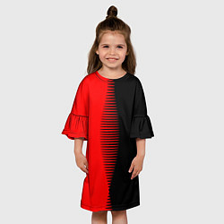 Платье клеш для девочки Чёрно-красный пополам с переходом, цвет: 3D-принт — фото 2