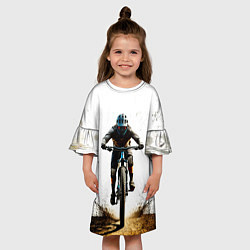 Платье клеш для девочки Горный велосипед на белом, цвет: 3D-принт — фото 2