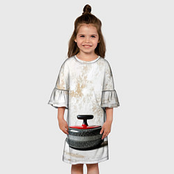 Платье клеш для девочки Камень для кёрлинга на белом, цвет: 3D-принт — фото 2