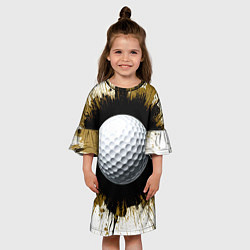 Платье клеш для девочки Мяч для гольфа на белом, цвет: 3D-принт — фото 2