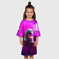 Платье клеш для девочки Космонавт красочный, цвет: 3D-принт — фото 2