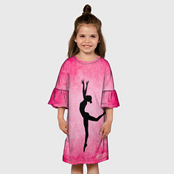 Платье клеш для девочки Спортивная гимнастика на розовом, цвет: 3D-принт — фото 2