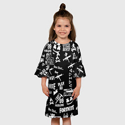 Платье клеш для девочки Черно белые логотипы игр, цвет: 3D-принт — фото 2