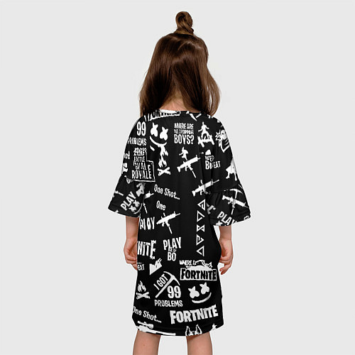 Детское платье Черно белые логотипы игр / 3D-принт – фото 4