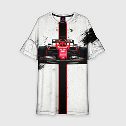 Платье клеш для девочки Формула 1 на белом, цвет: 3D-принт