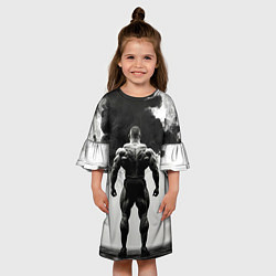 Платье клеш для девочки Бодибилдер и черный дым, цвет: 3D-принт — фото 2