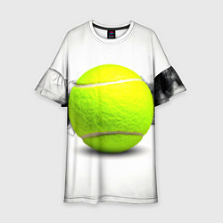 Платье клеш для девочки Теннисный мяч и черный дым, цвет: 3D-принт