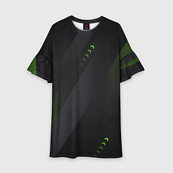 Платье клеш для девочки Color black green, цвет: 3D-принт