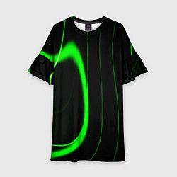 Платье клеш для девочки Color green light green black, цвет: 3D-принт