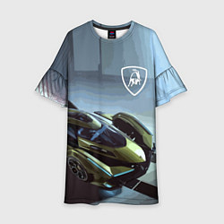 Платье клеш для девочки Lamborghini - motorsport extreme, цвет: 3D-принт
