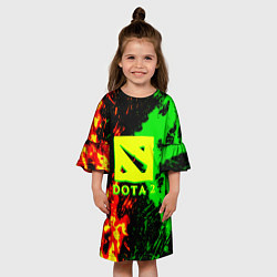 Платье клеш для девочки Dota 2 кислотные краски, цвет: 3D-принт — фото 2