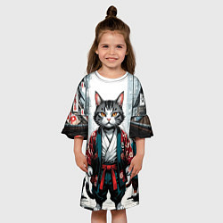 Платье клеш для девочки Коты якудза, цвет: 3D-принт — фото 2