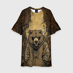 Платье клеш для девочки Спортивный мишка, цвет: 3D-принт