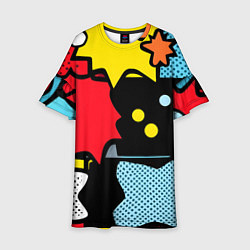 Платье клеш для девочки Поп абстракция, цвет: 3D-принт