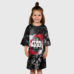 Платье клеш для девочки Звездные войны патерн с героями, цвет: 3D-принт — фото 2