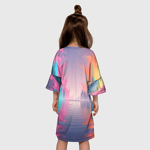 Детское платье Город в розовом тумане / 3D-принт – фото 4