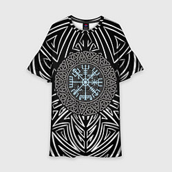 Платье клеш для девочки Этнический узор с компасом жизни, цвет: 3D-принт
